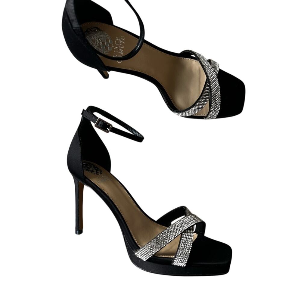 Vince Camuto Black Rhinestone strappy sandal heels size 8